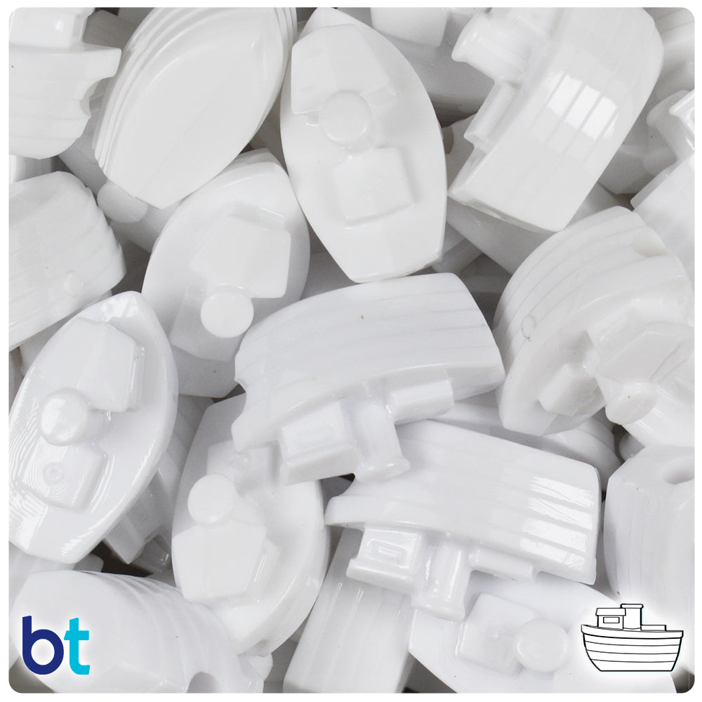 White Opaque 25mm Boat Pony Beads (24pcs)