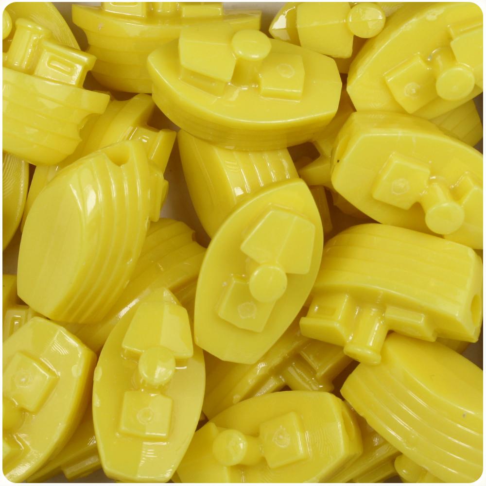 Yellow Opaque 25mm Boat Pony Beads (8pcs)