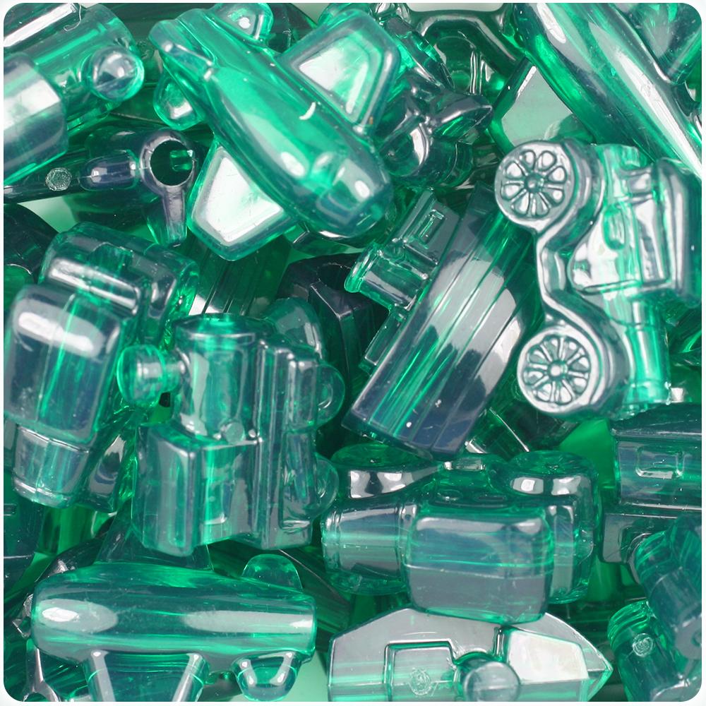Emerald Transparent Mini Mobile Pony Beads (8pcs)