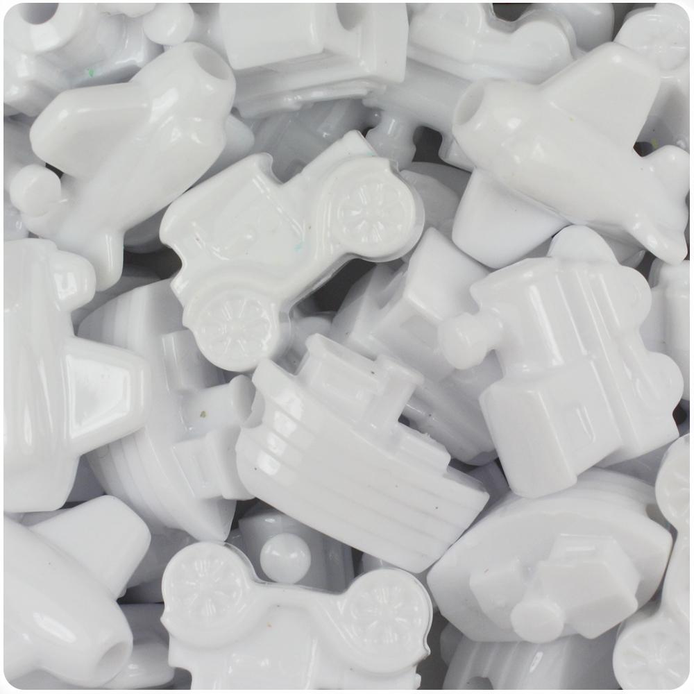 White Opaque Mini Mobile Pony Beads (8pcs)