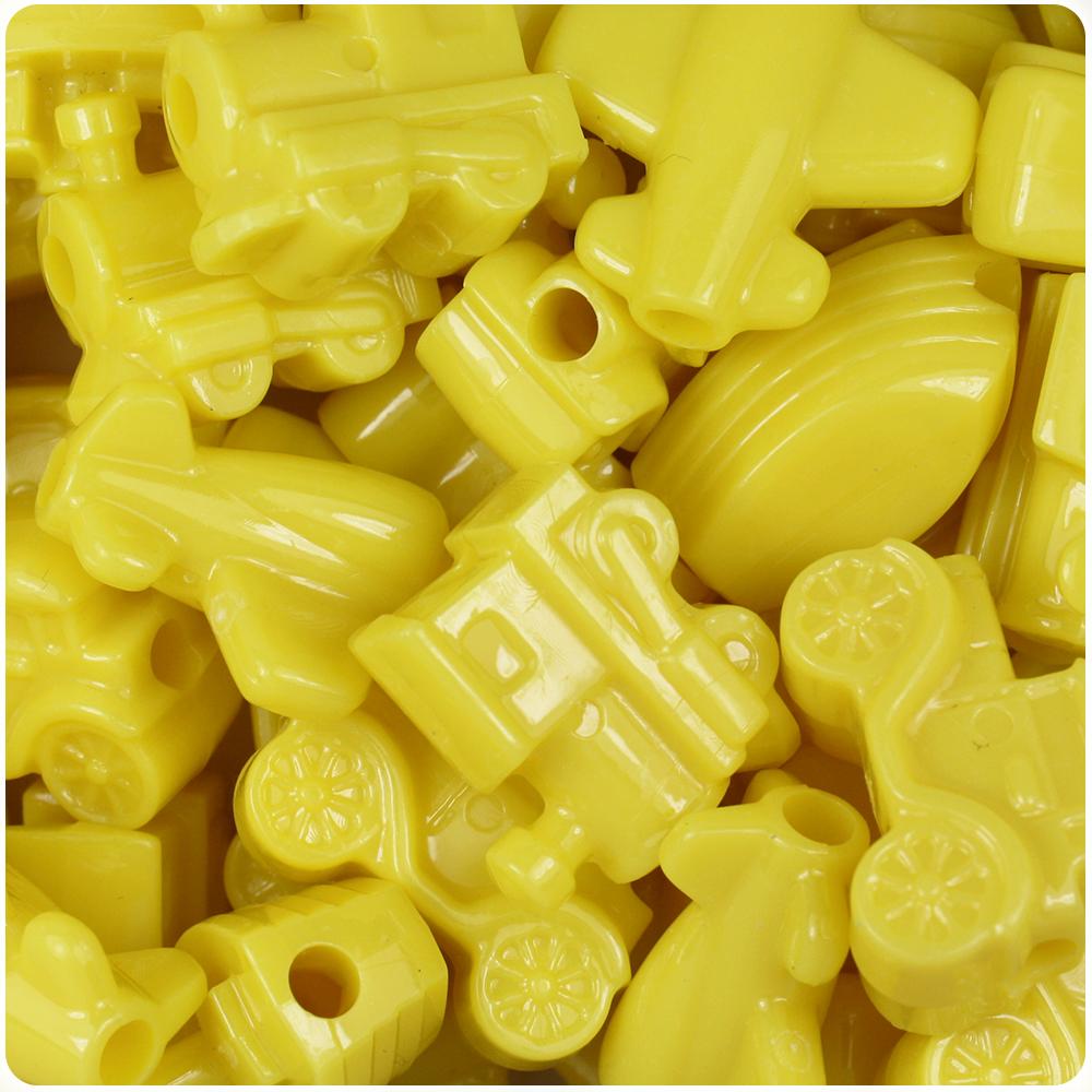 Yellow Opaque Mini Mobile Pony Beads (8pcs)