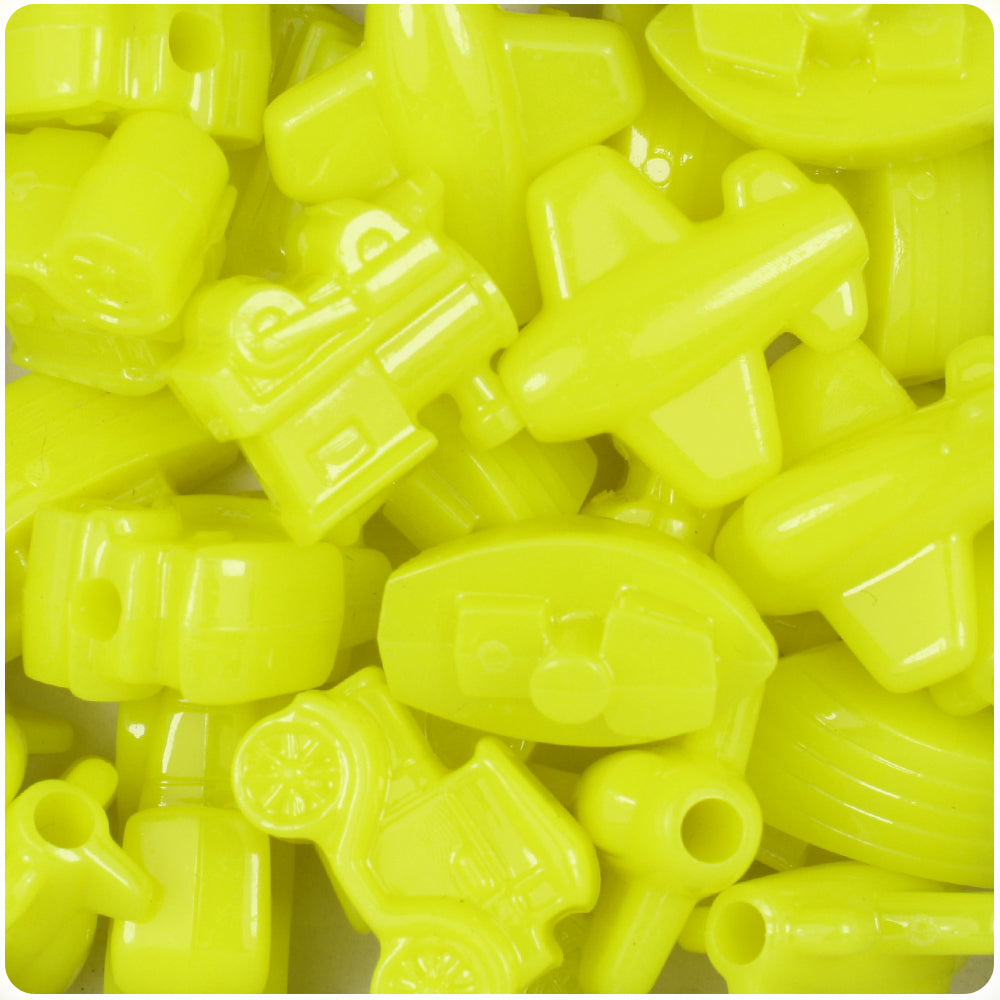 Lemon Neon Bright Mini Mobile Pony Beads (8pcs)