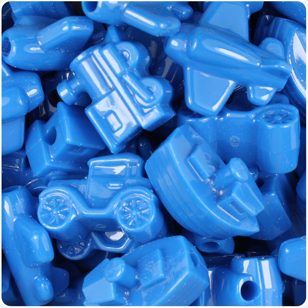 True Blue Neon Bright Mini Mobile Pony Beads (8pcs)
