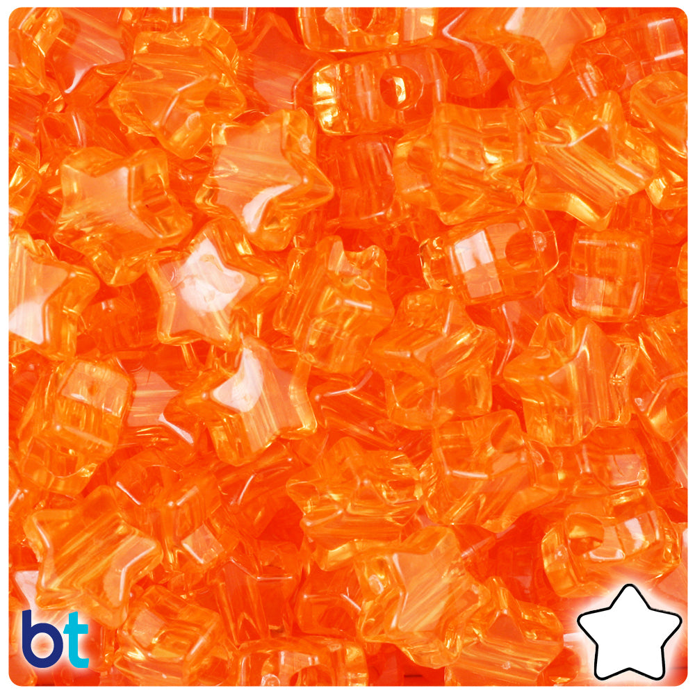 Orange Transparent 13mm Star Pony Beads (250pcs)