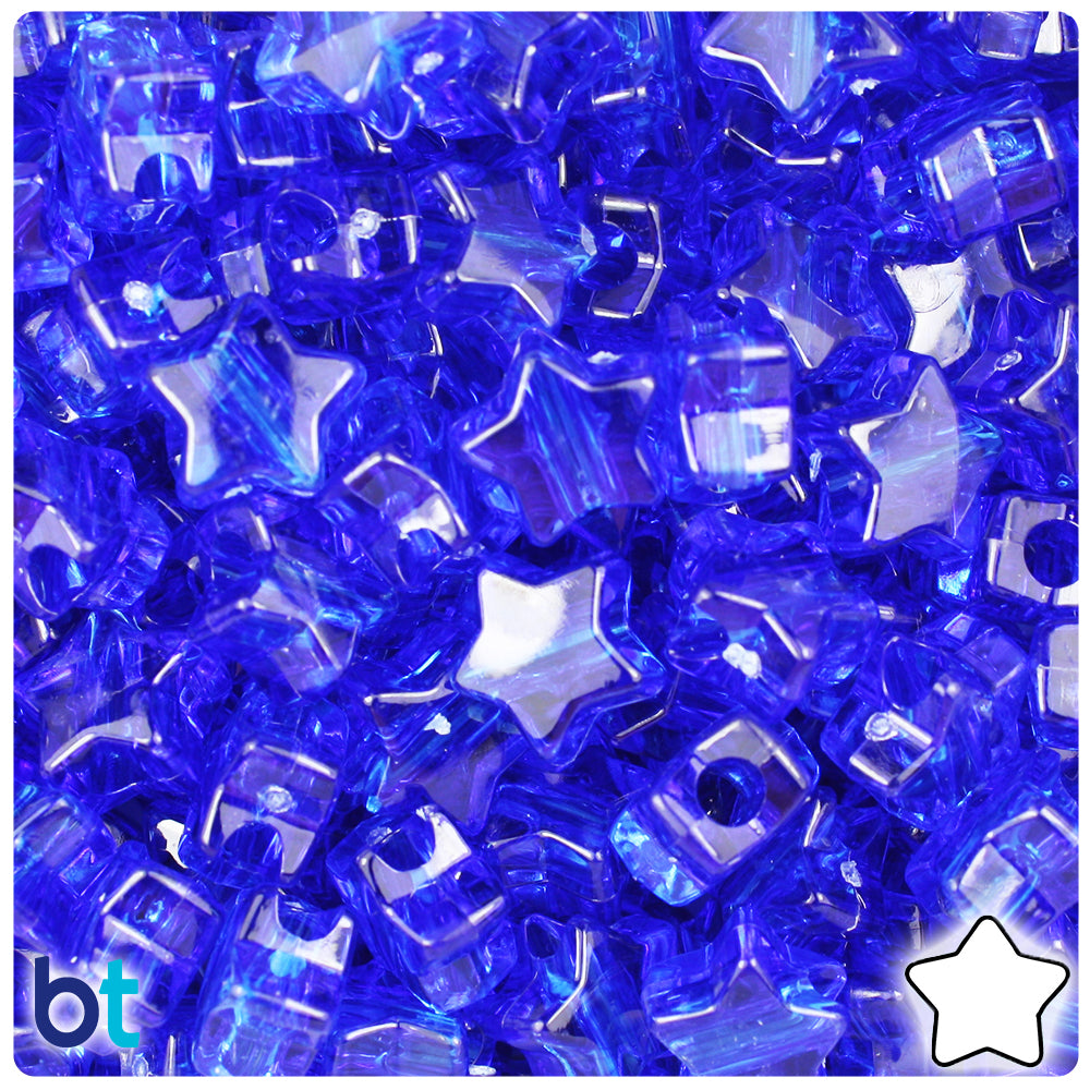 Dark Sapphire Transparent 13mm Star Pony Beads (250pcs)