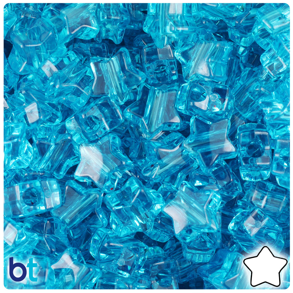 Turquoise Transparent 13mm Star Pony Beads (250pcs)