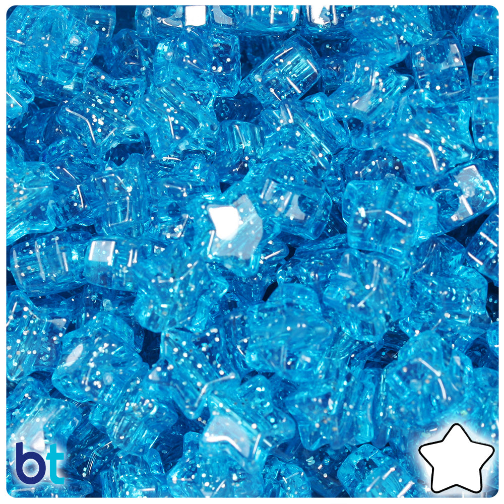Turquoise Sparkle 13mm Star Pony Beads (250pcs)