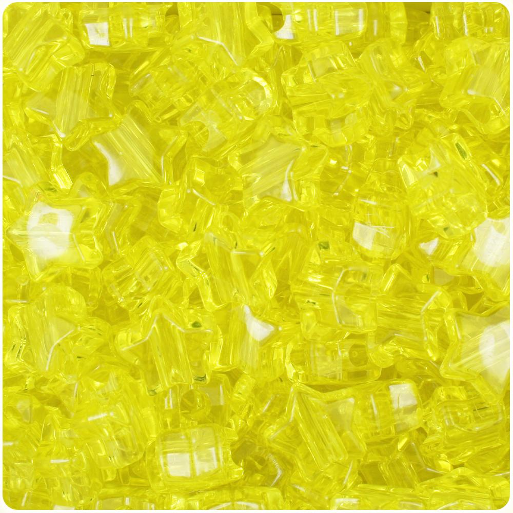Yellow Transparent 13mm Star Pony Beads (50pcs)