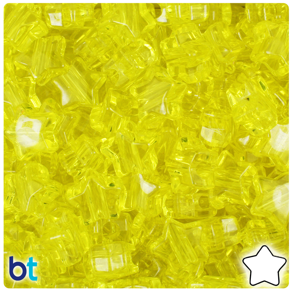 Yellow Transparent 13mm Star Pony Beads (250pcs)