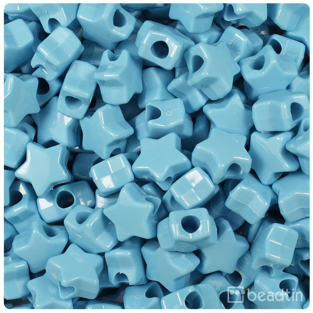 Baby Blue Opaque 13mm Star Pony Beads (50pcs)