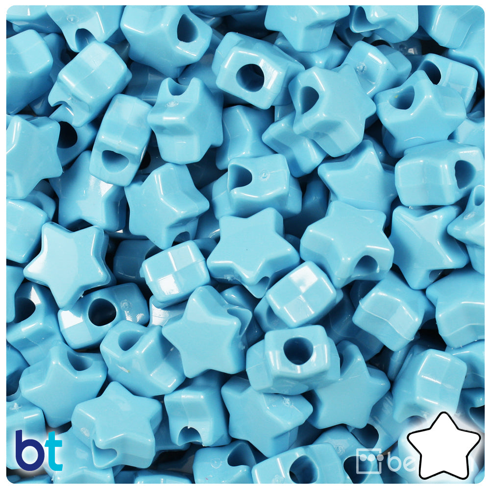 Baby Blue Opaque 13mm Star Pony Beads (250pcs)