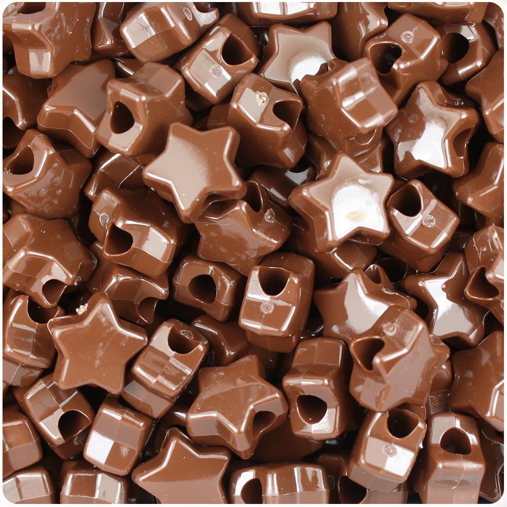 Chocolate Opaque 13mm Star Pony Beads (50pcs)