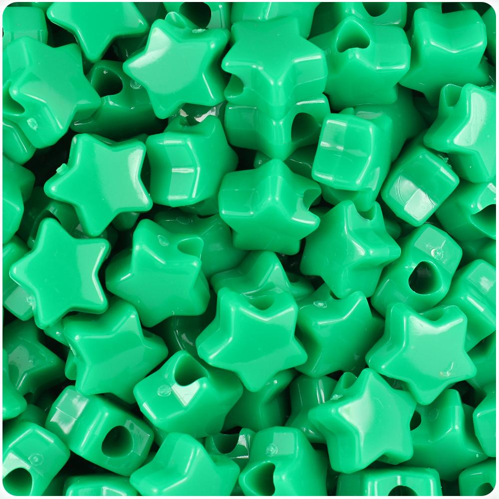 Green Opaque 13mm Star Pony Beads (50pcs)