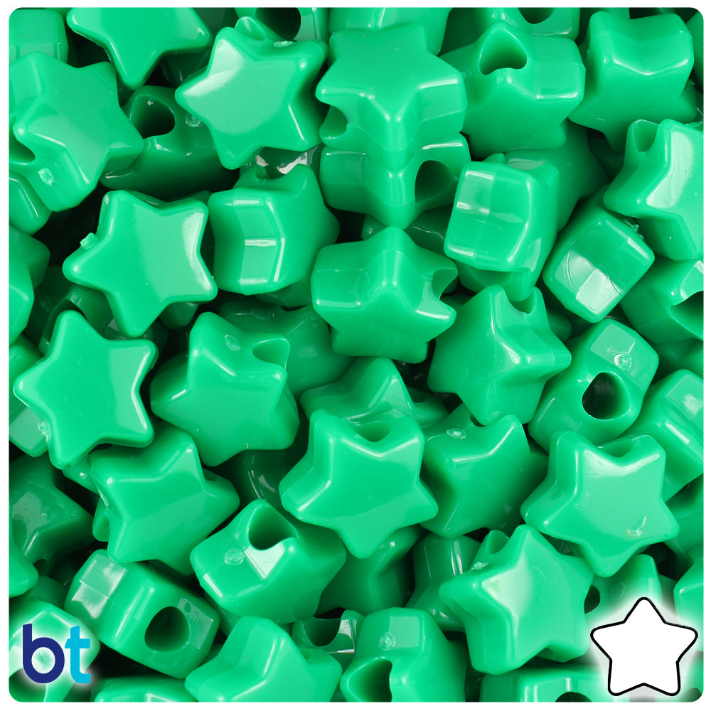 Green Opaque 13mm Star Pony Beads (250pcs)