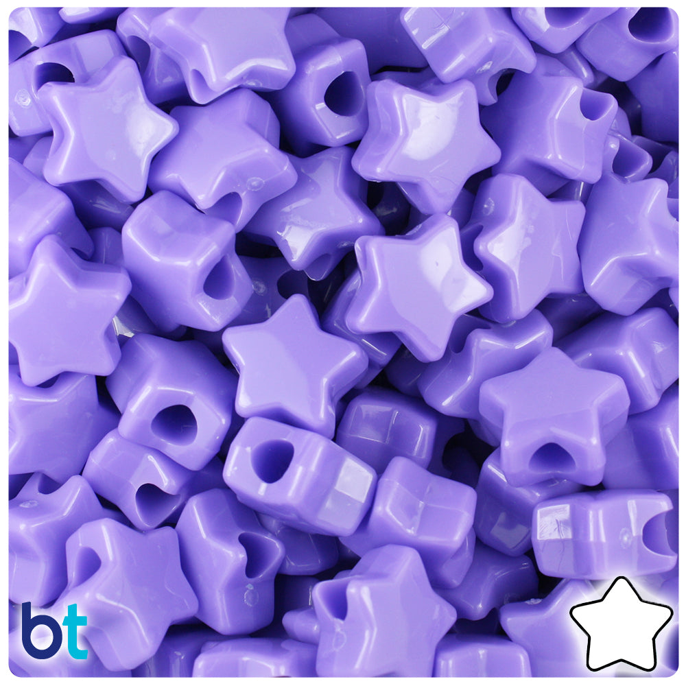 Lilac Opaque 13mm Star Pony Beads (250pcs)