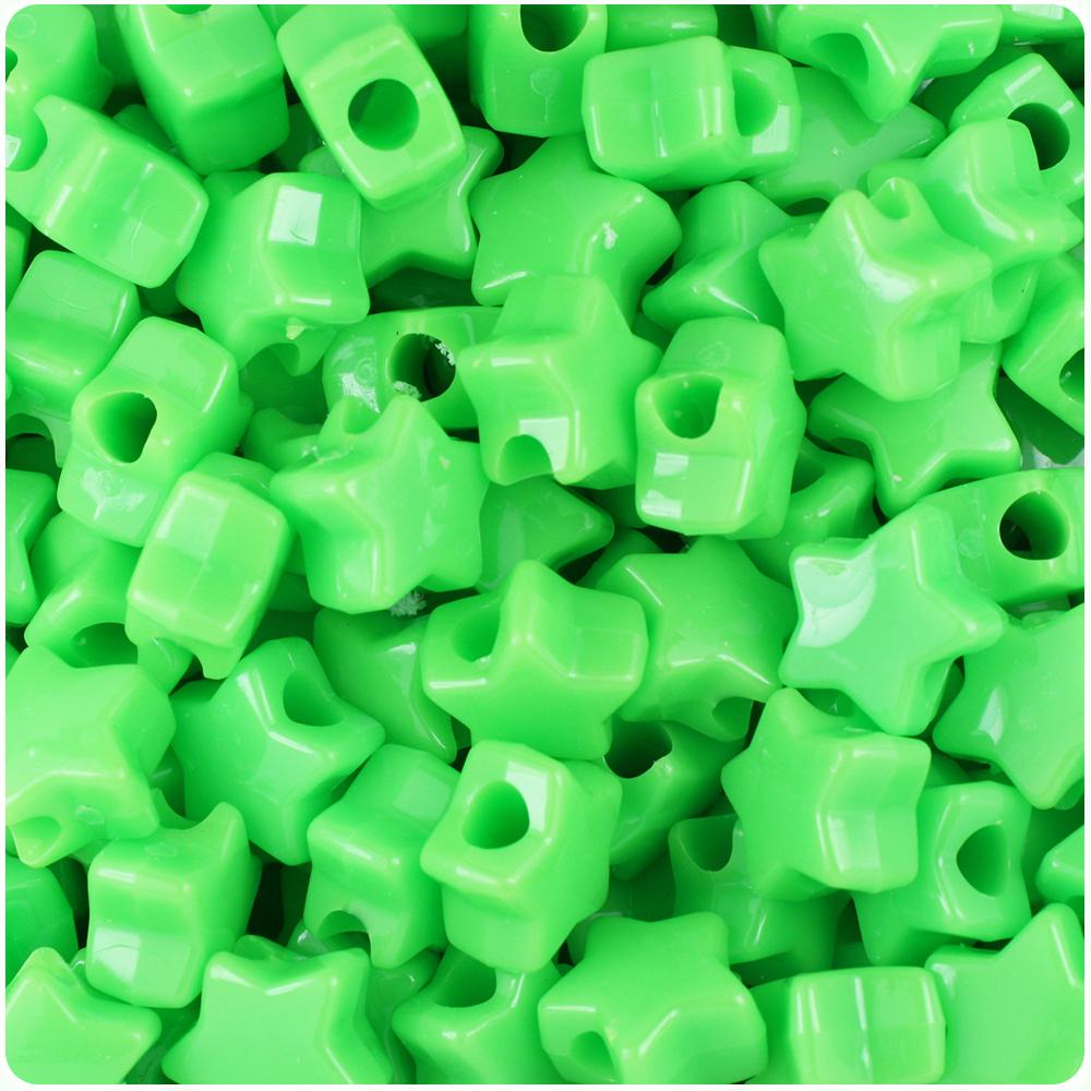 Lime Opaque 13mm Star Pony Beads (50pcs)
