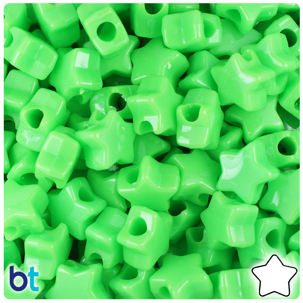 Lime Opaque 13mm Star Pony Beads (250pcs)