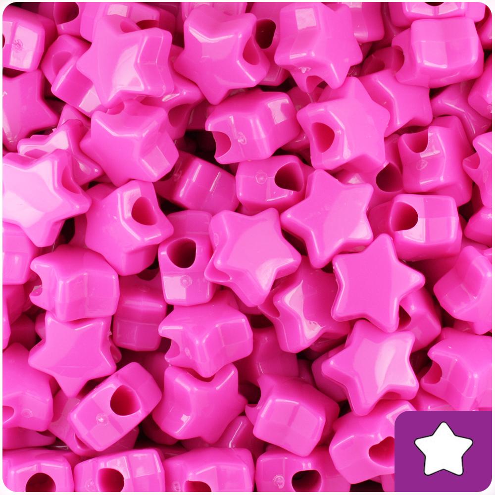 Dark Pink Opaque 13mm Star Pony Beads (50pcs)