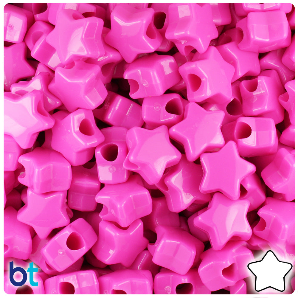 Dark Pink Opaque 13mm Star Pony Beads (250pcs)