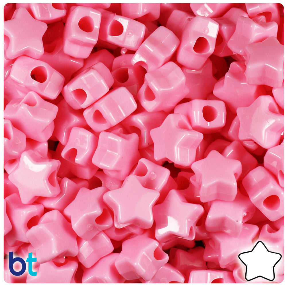 Baby Pink Opaque 13mm Star Pony Beads (250pcs)