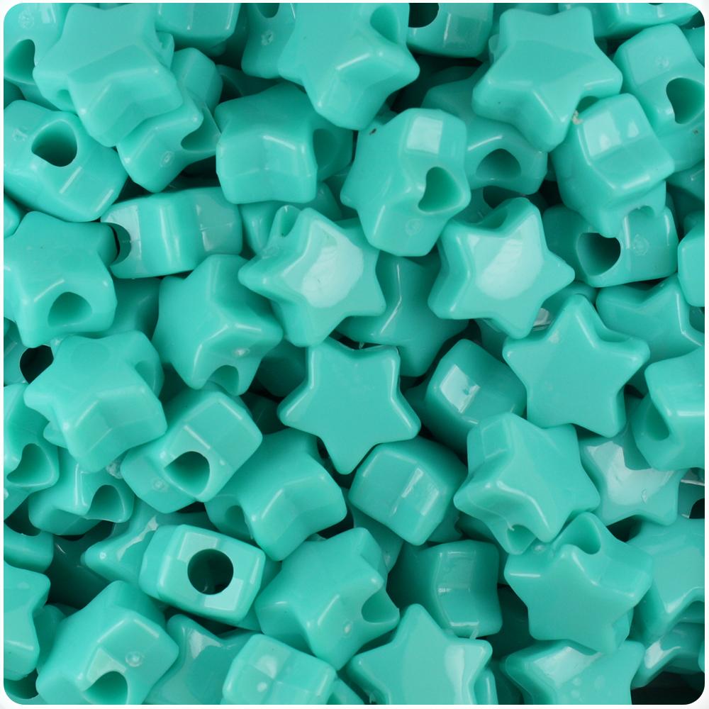 Light Turquoise Opaque 13mm Star Pony Beads (50pcs)