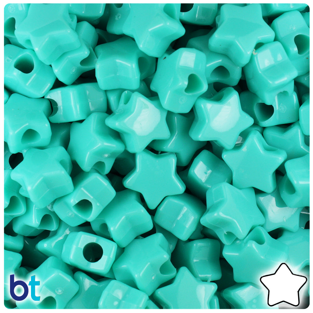 Light Turquoise Opaque 13mm Star Pony Beads (250pcs)