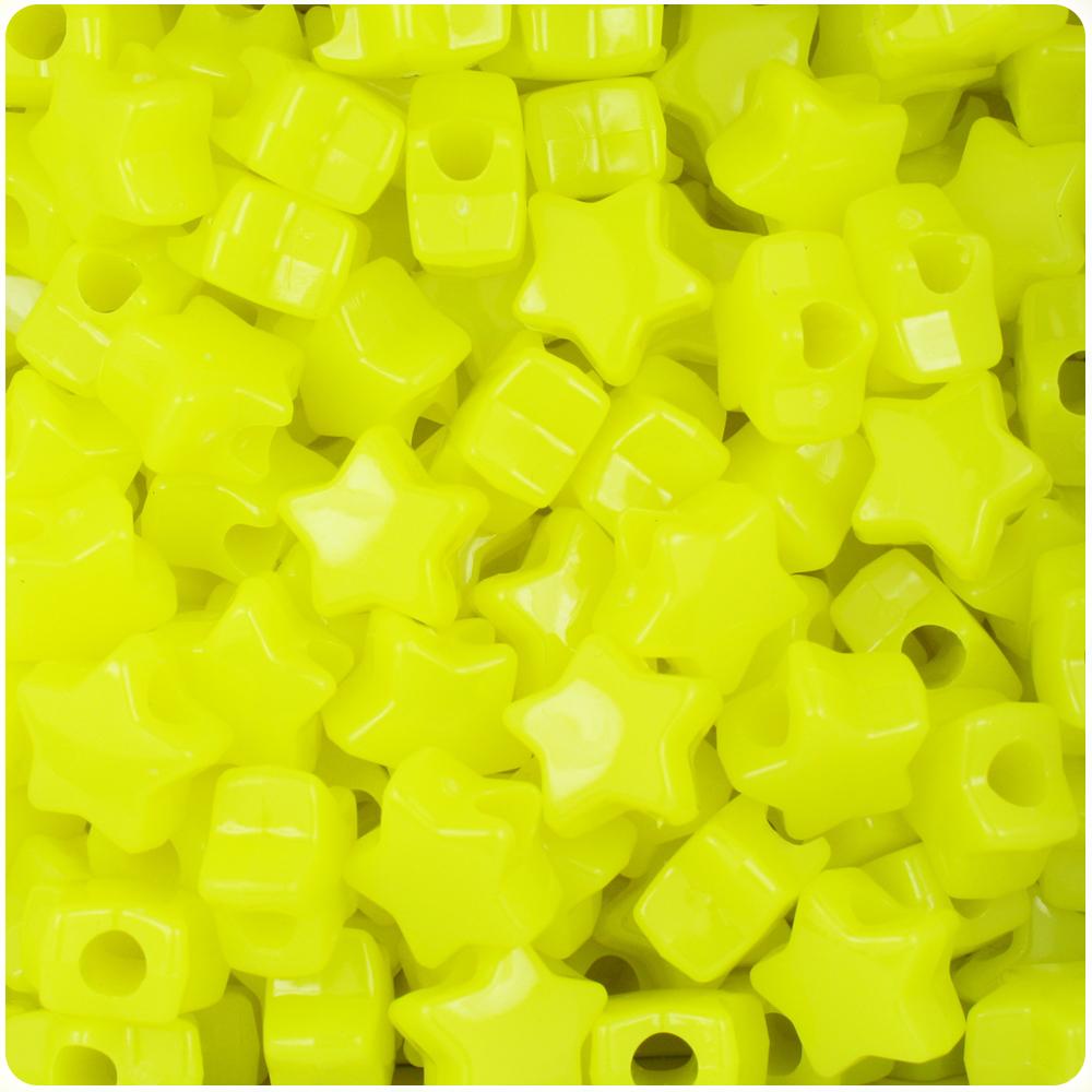 Lemon Neon Bright 13mm Star Pony Beads (50pcs)