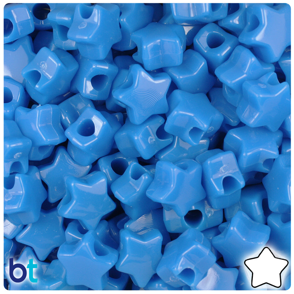 True Blue Neon Bright 13mm Star Pony Beads (250pcs)