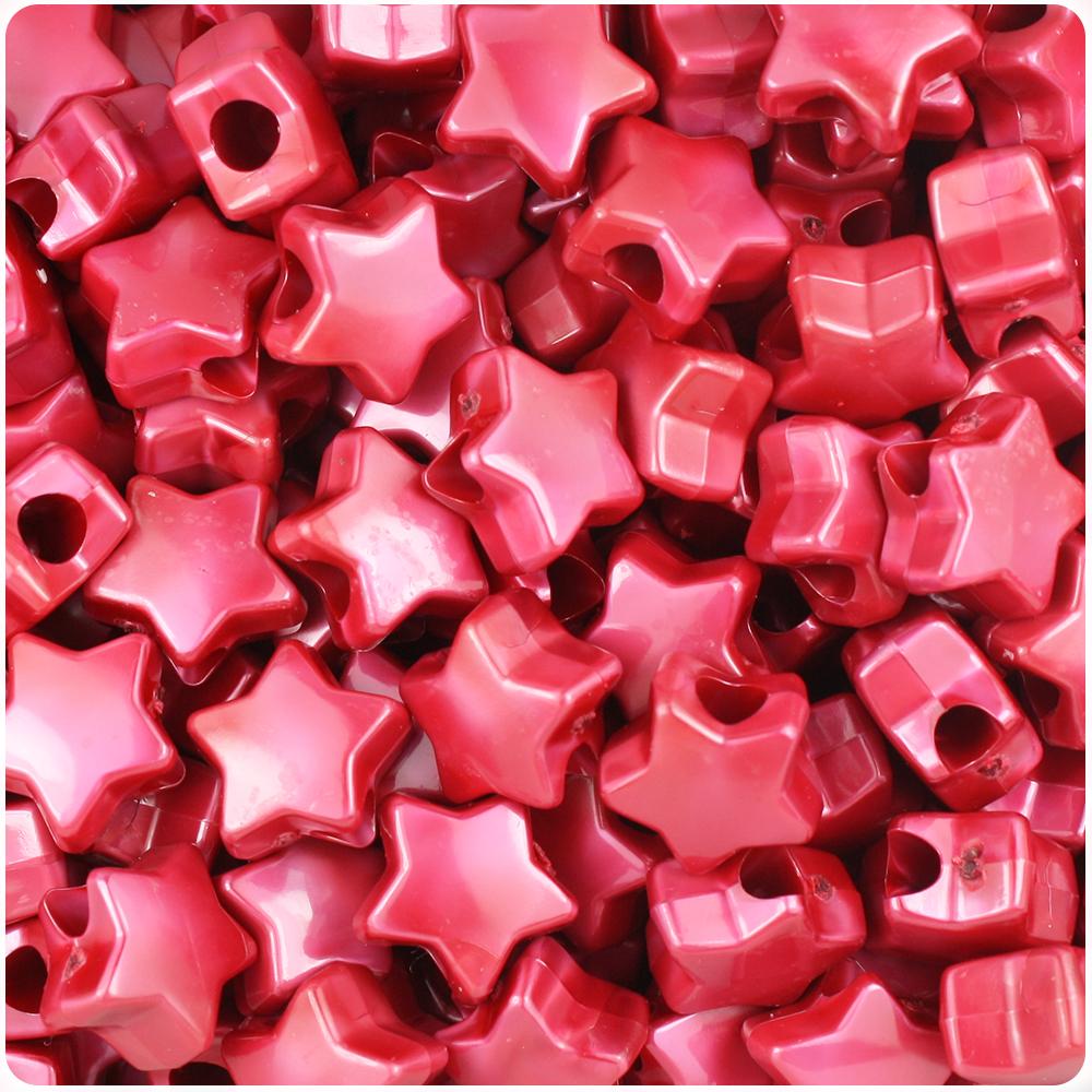 Red Pearl 13mm Star Pony Beads (50pcs)