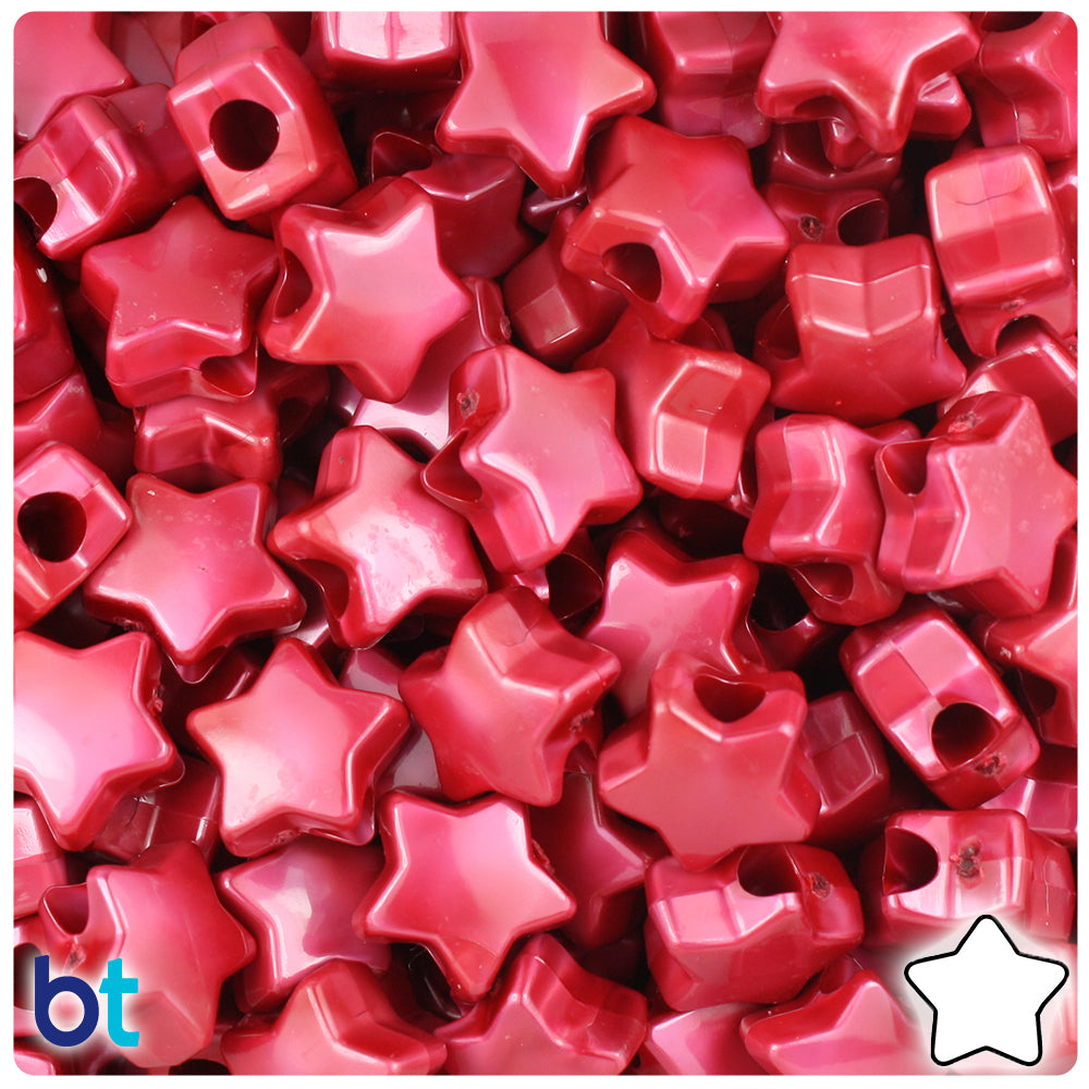 Red Pearl 13mm Star Pony Beads (250pcs)