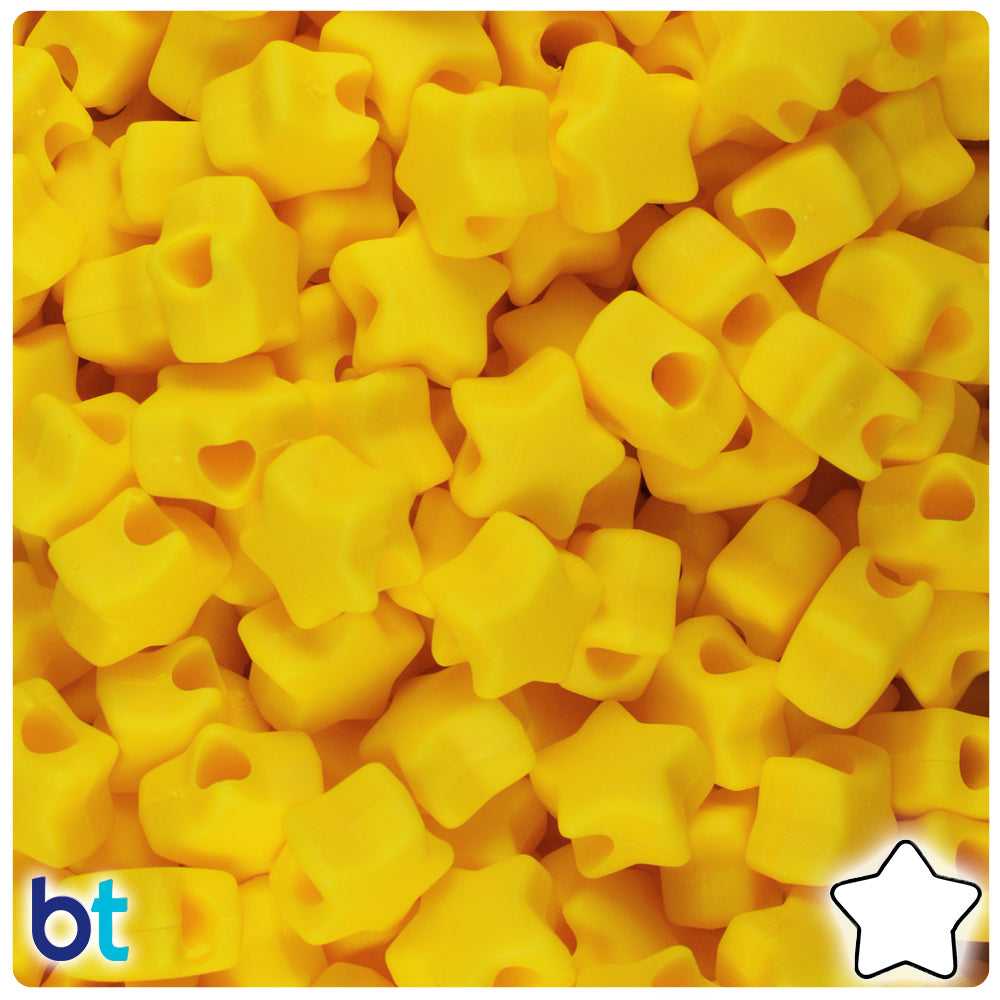 Bright Yellow Matte 13mm Star Pony Beads (250pcs)