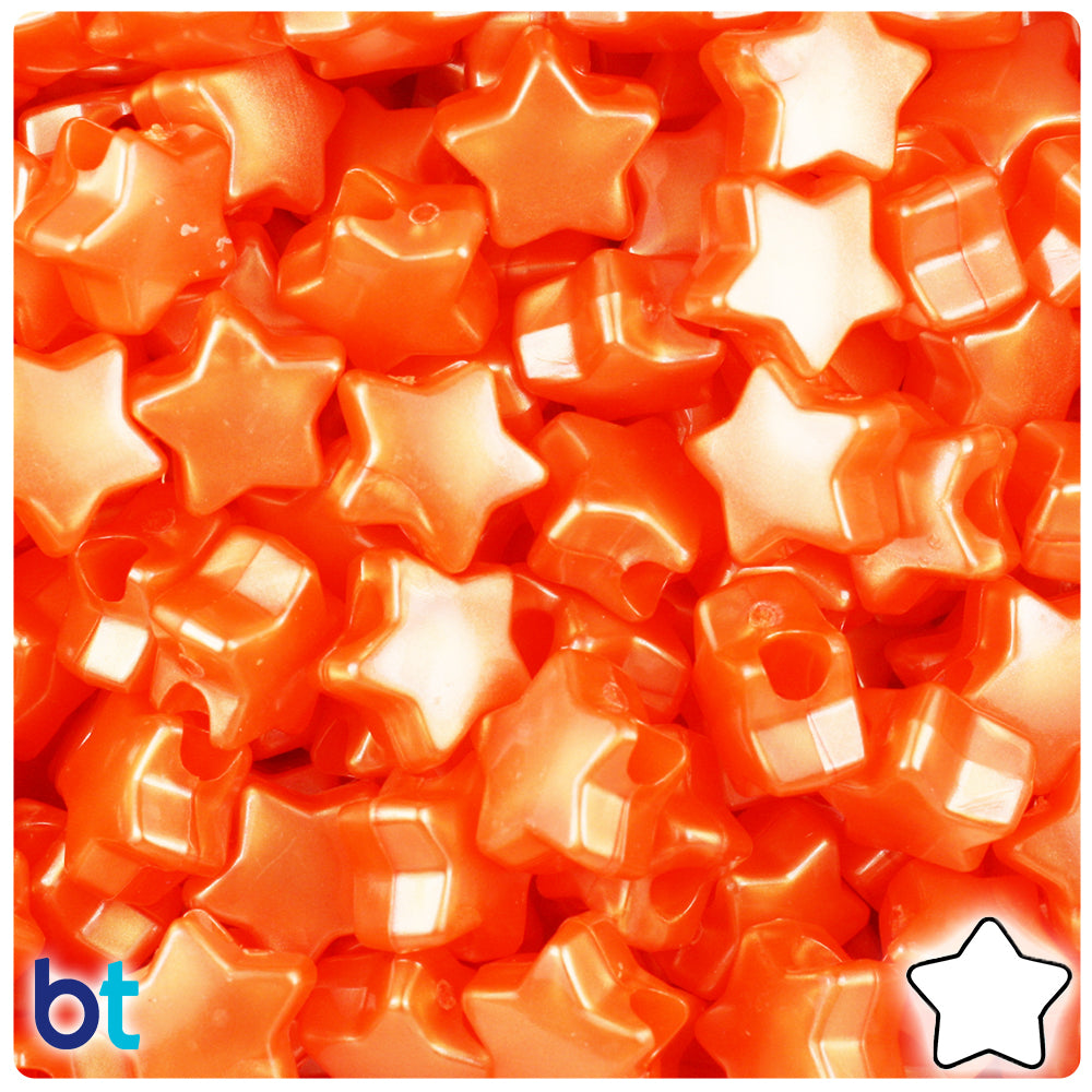 Orange Pearl 13mm Star Pony Beads (250pcs)