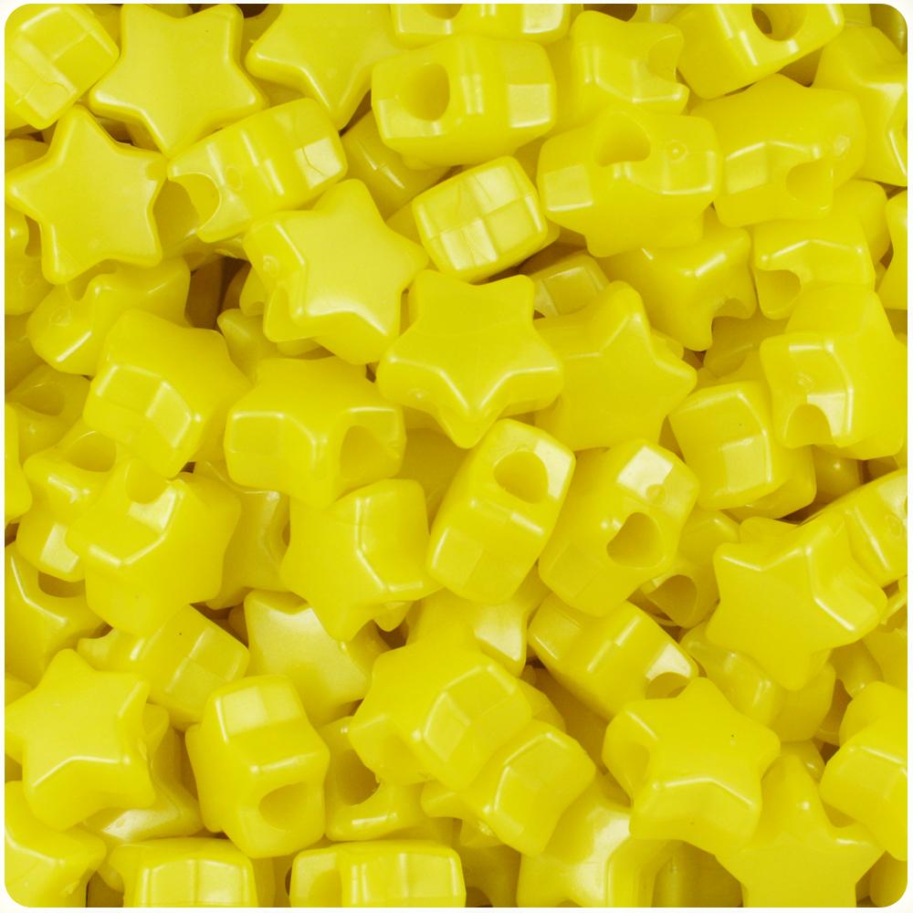 Yellow Pearl 13mm Star Pony Beads (50pcs)