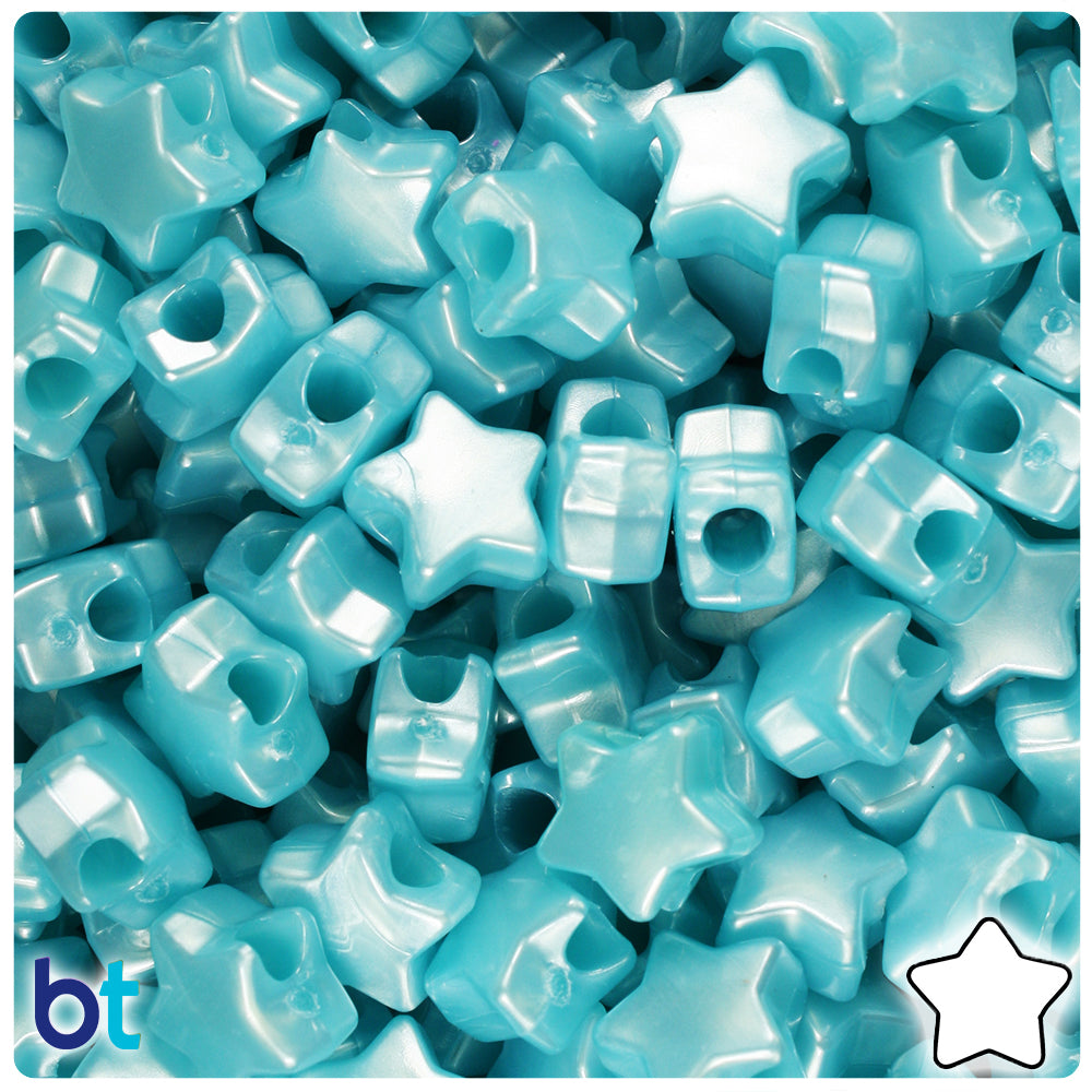 Light Blue Pearl 13mm Star Pony Beads (250pcs)