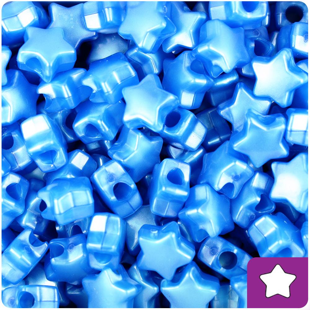 Dark Blue Pearl 13mm Star Pony Beads (50pcs)