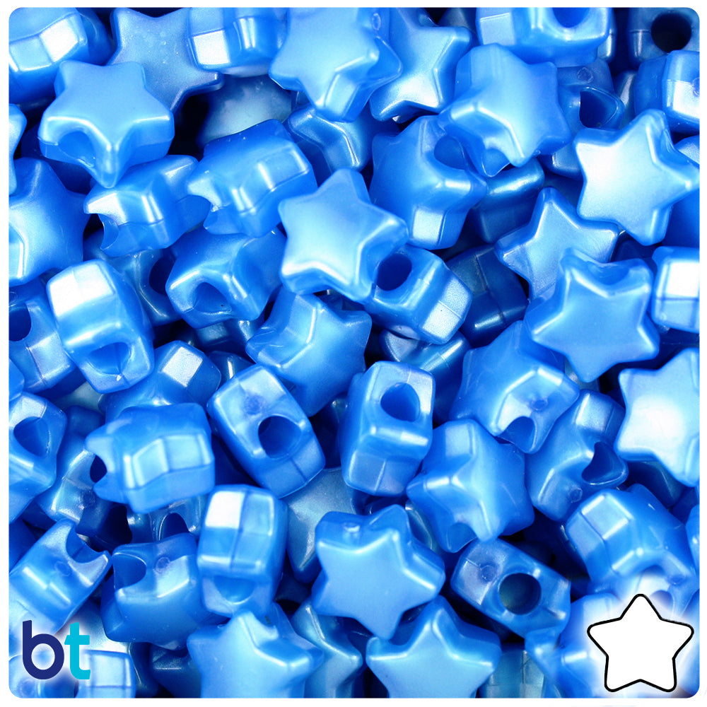 Dark Blue Pearl 13mm Star Pony Beads (250pcs)