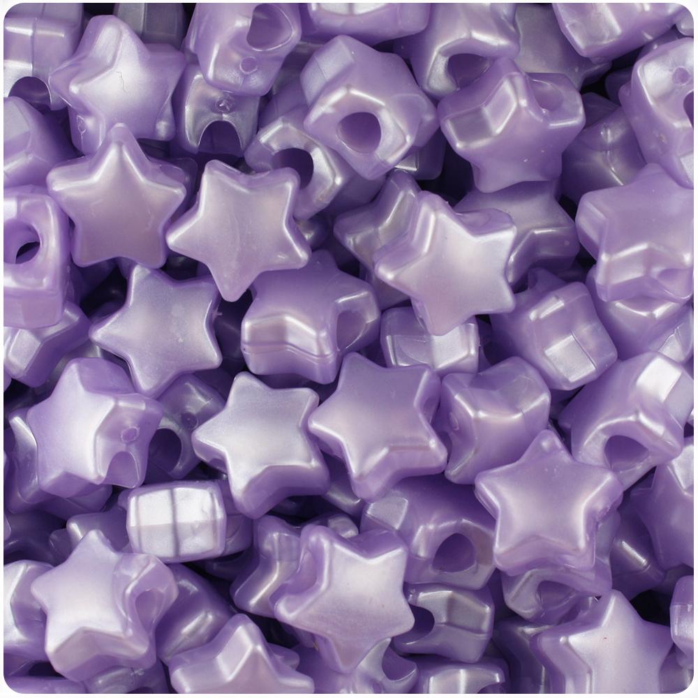Light Purple Pearl 13mm Star Pony Beads (50pcs)