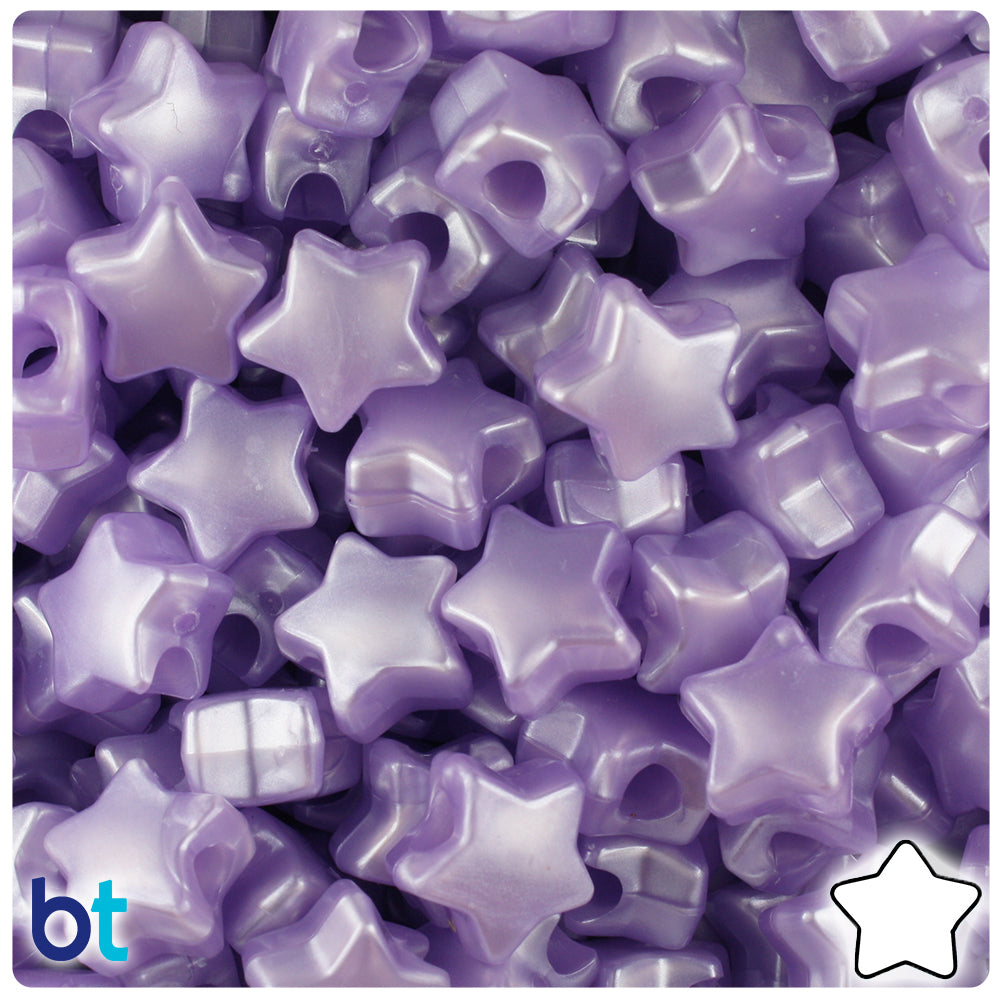 Light Purple Pearl 13mm Star Pony Beads (250pcs)