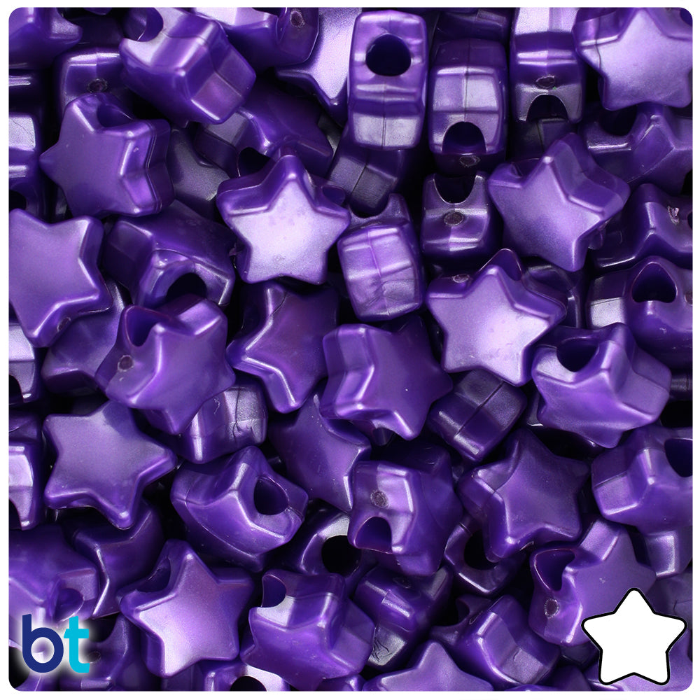 Dark Purple Pearl 13mm Star Pony Beads (50pcs)