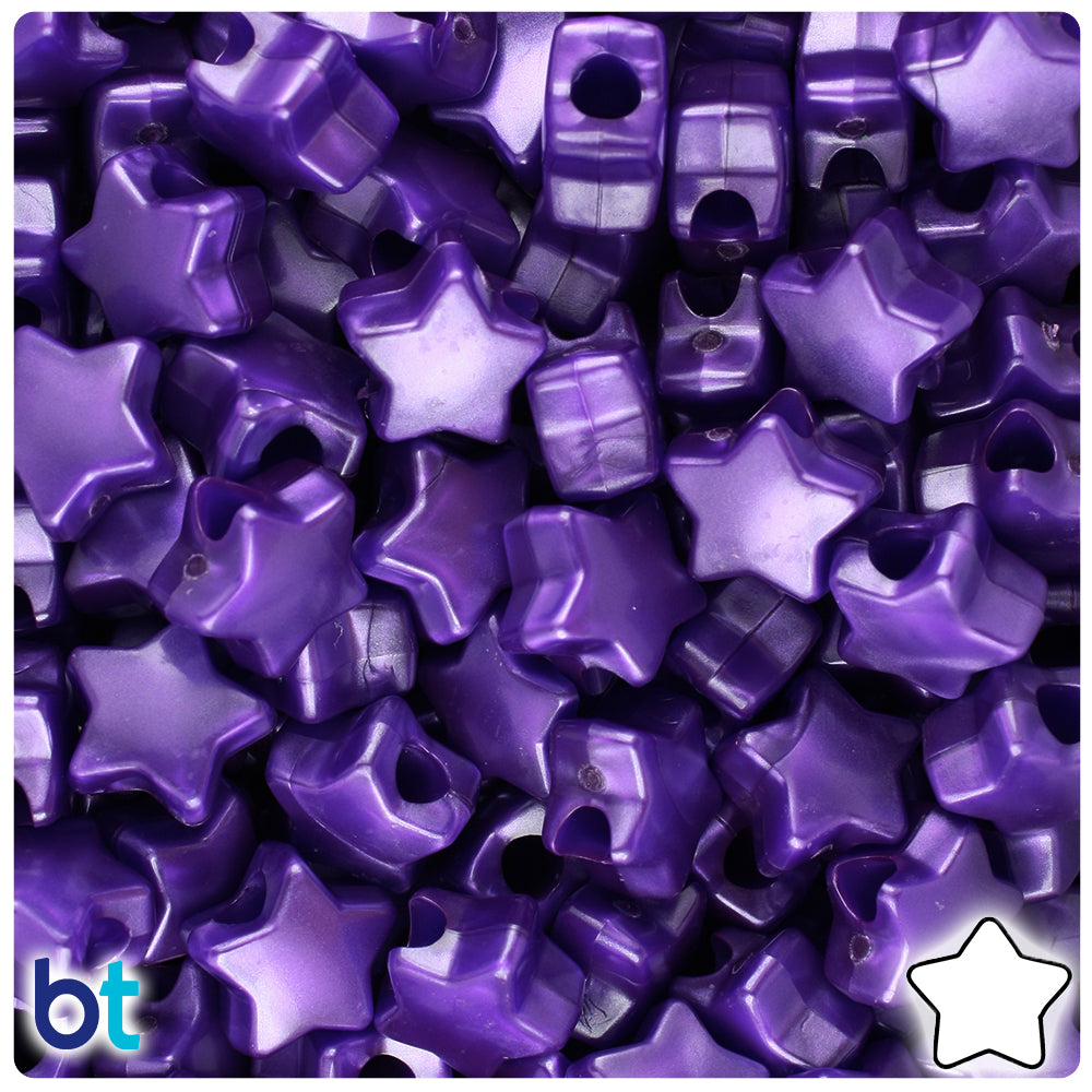Dark Purple Pearl 13mm Star Pony Beads (250pcs)