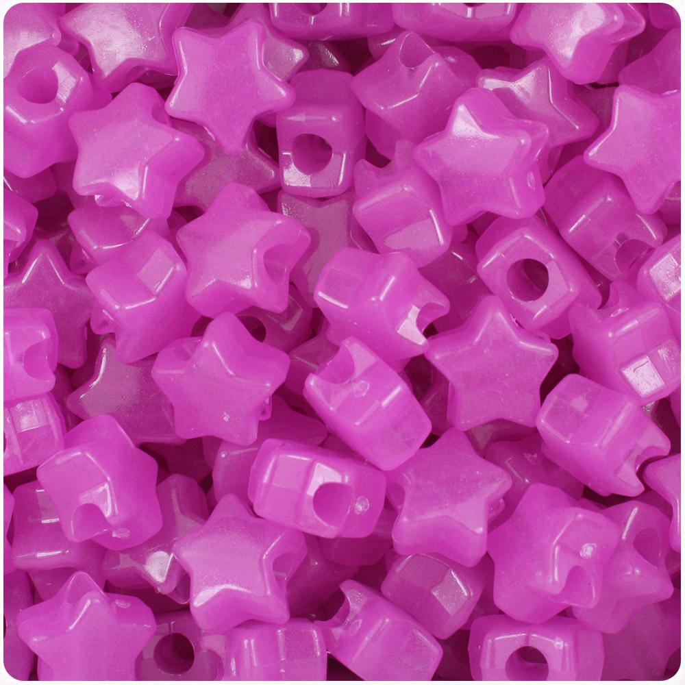 Purple Glow 13mm Star Pony Beads (50pcs)