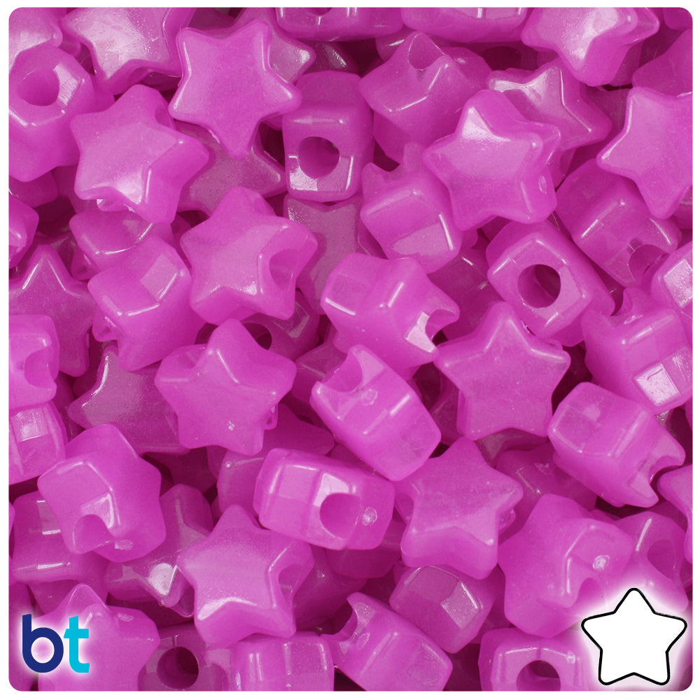 Purple Glow 13mm Star Pony Beads (250pcs)