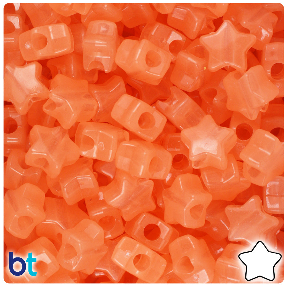 Orange Glow 13mm Star Pony Beads (250pcs)