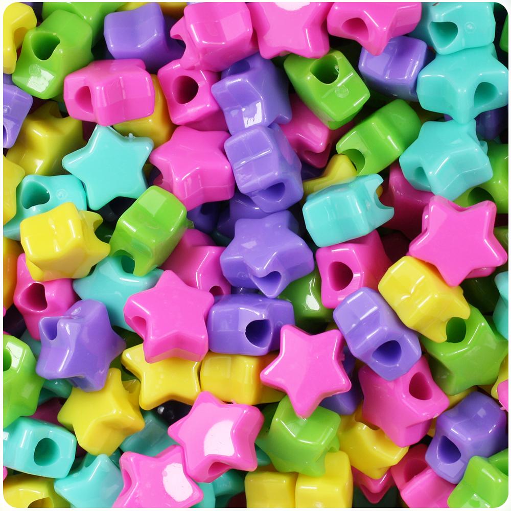 Candy Mix Opaque 13mm Star Pony Beads (50pcs)