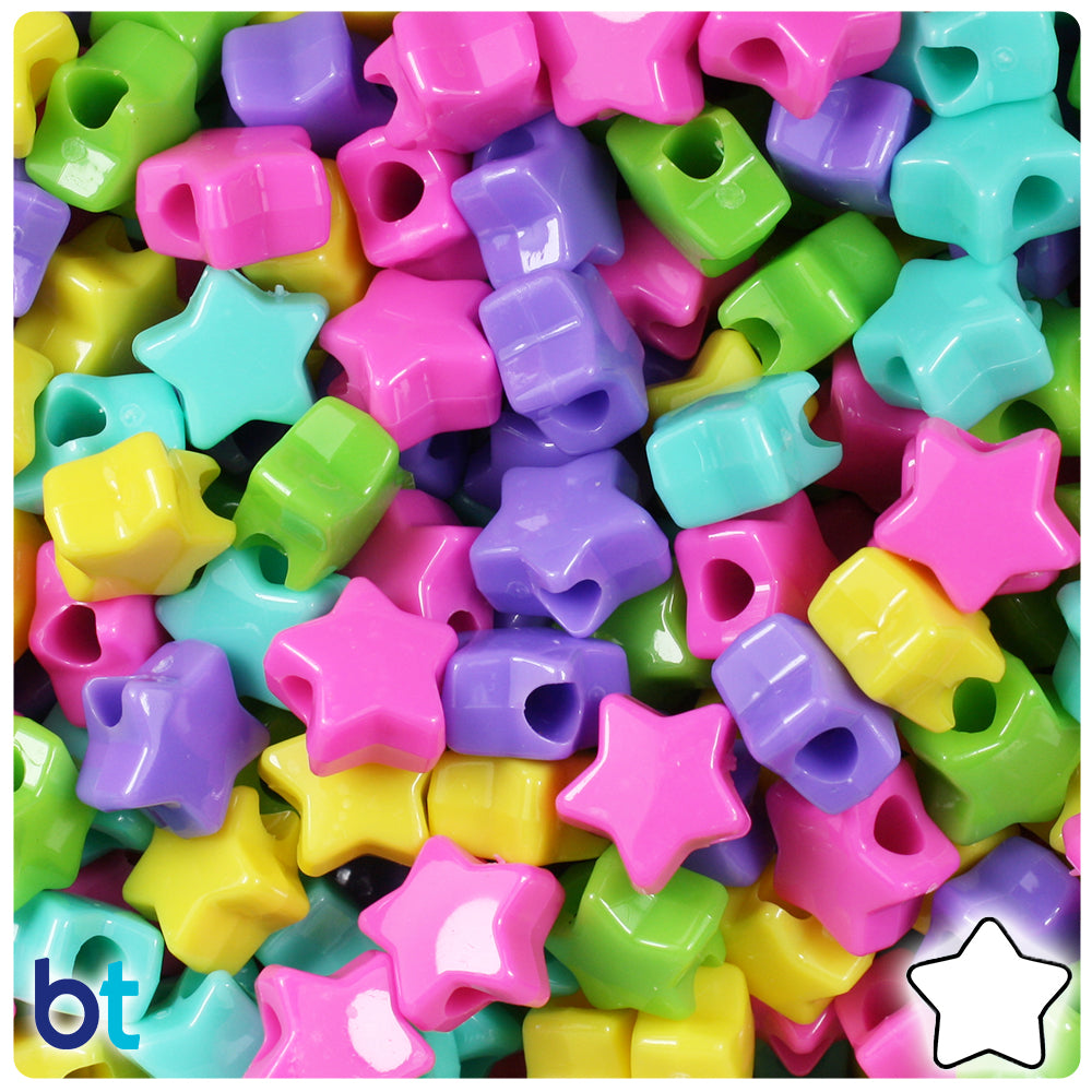 Candy Opaque Mix 13mm Star Pony Beads (250pcs)