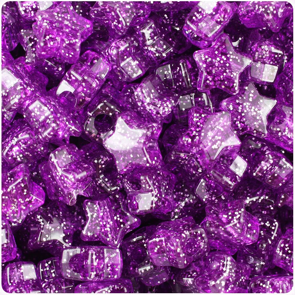 Lilac Sparkle 13mm Star Pony Beads (50pcs)