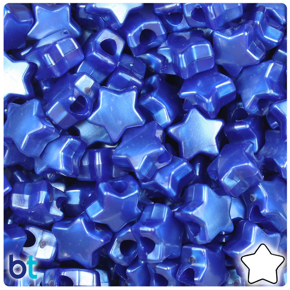 Cobalt Pearl 13mm Star Pony Beads (250pcs)
