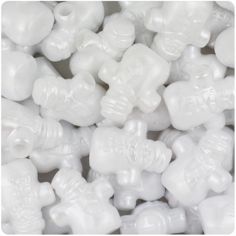 White Pearl 22mm Snowman Pony Beads (8pcs)