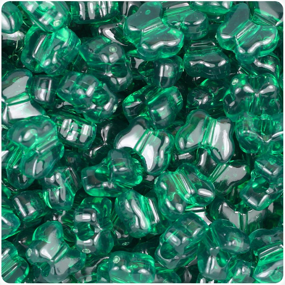 Emerald Transparent 13mm Butterfly Pony Beads (50pcs)