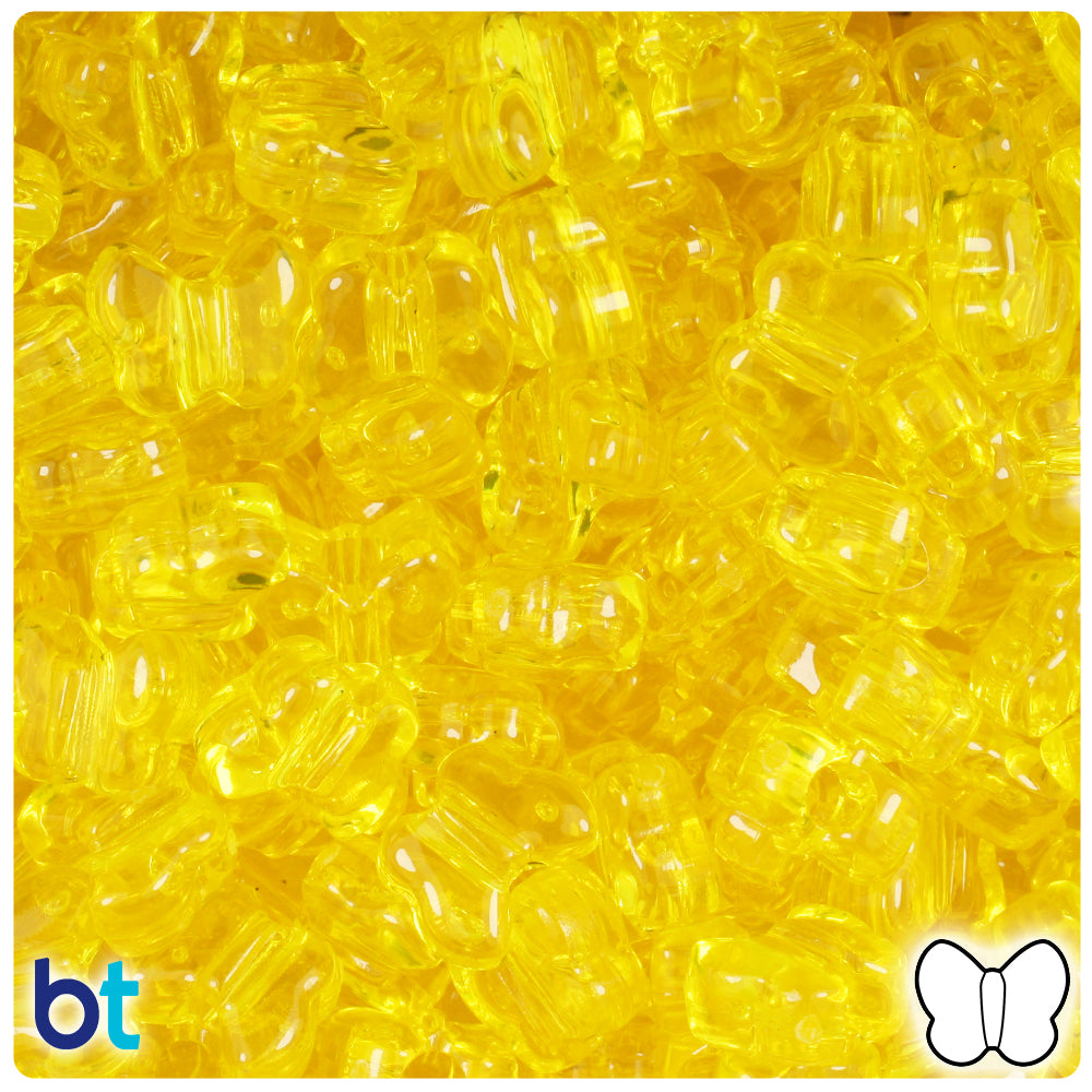 Yellow Transparent 13mm Butterfly Pony Beads (250pcs)
